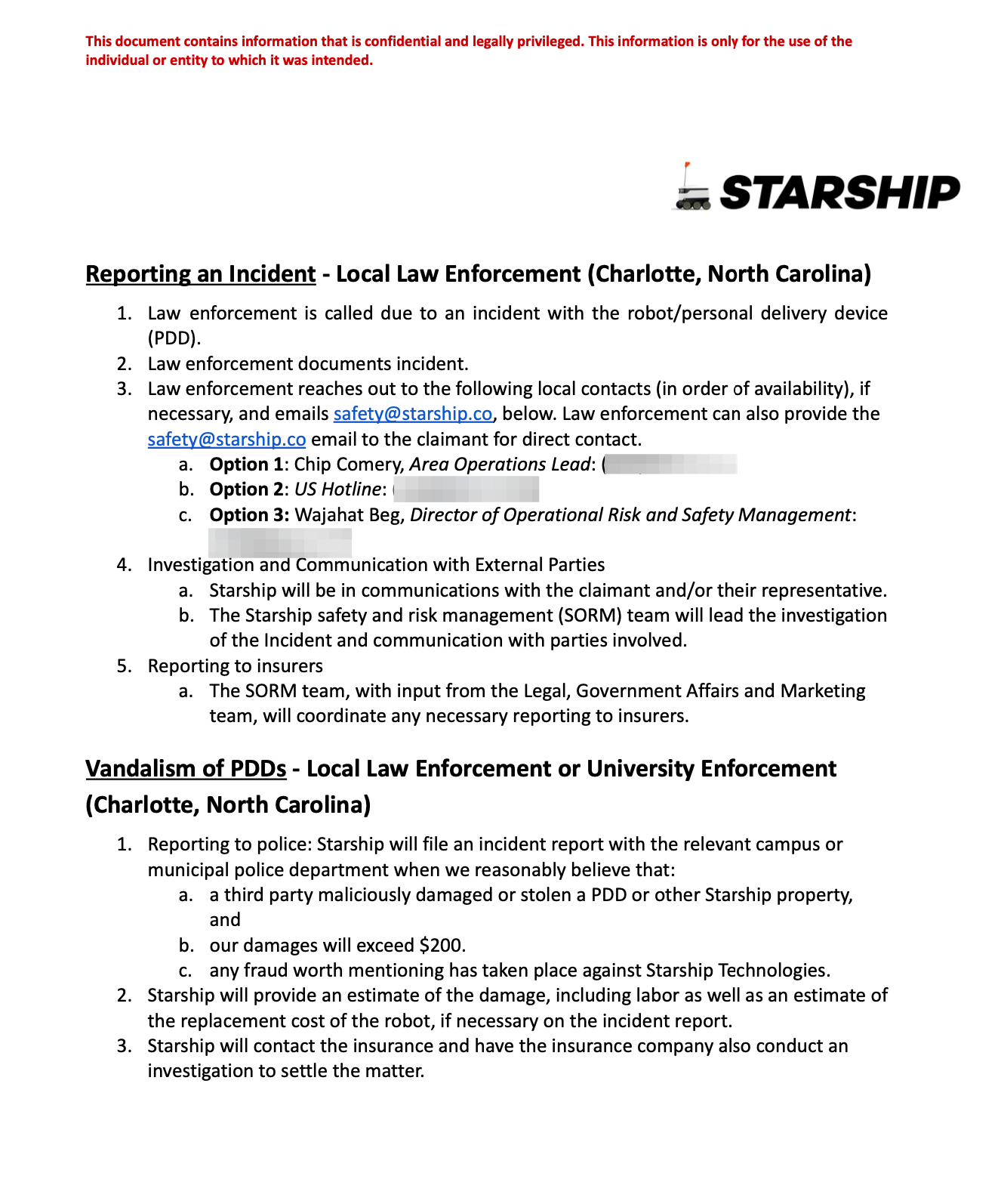 From Starship's incident management document