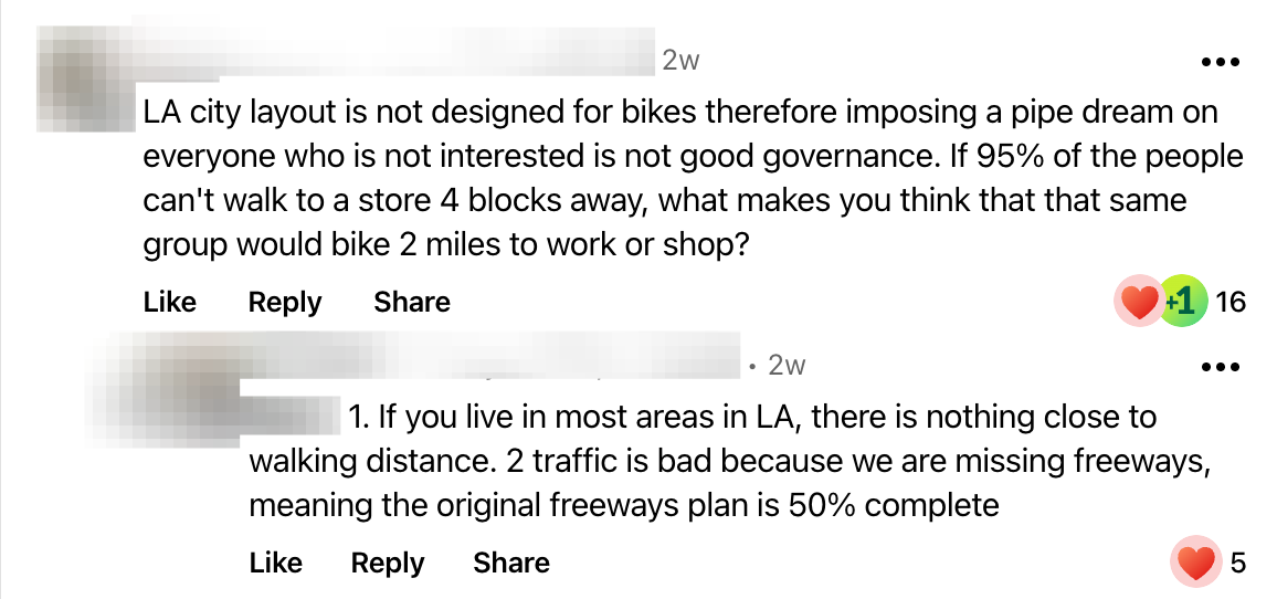 LA City layout is not designed for bikes
