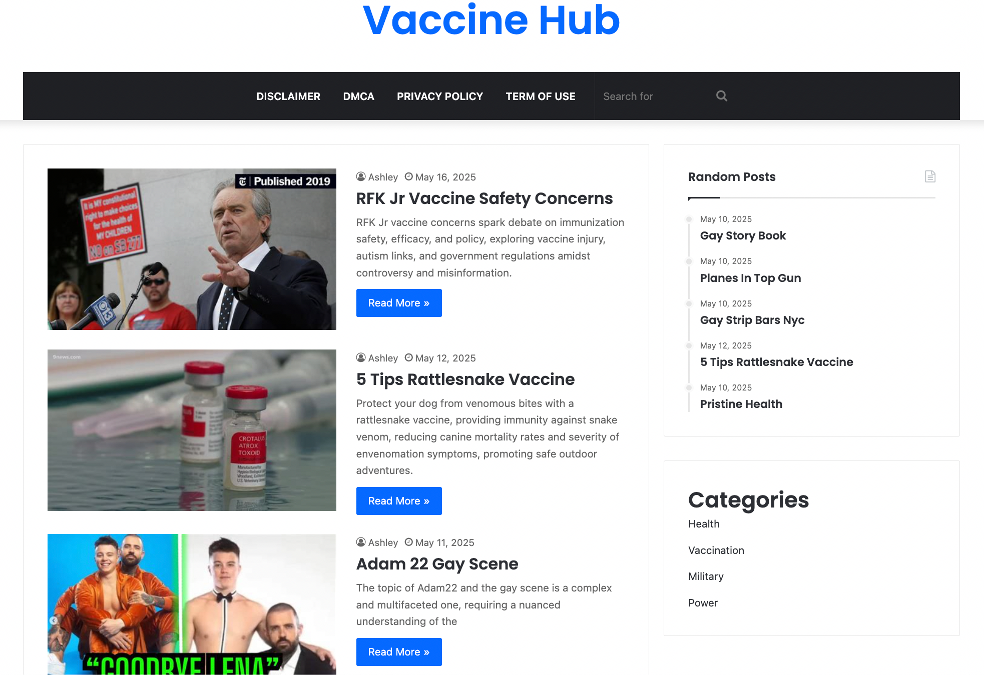 Screenshot of the "Vaccine Hub" homepage on the es.vaccines.gov domain.