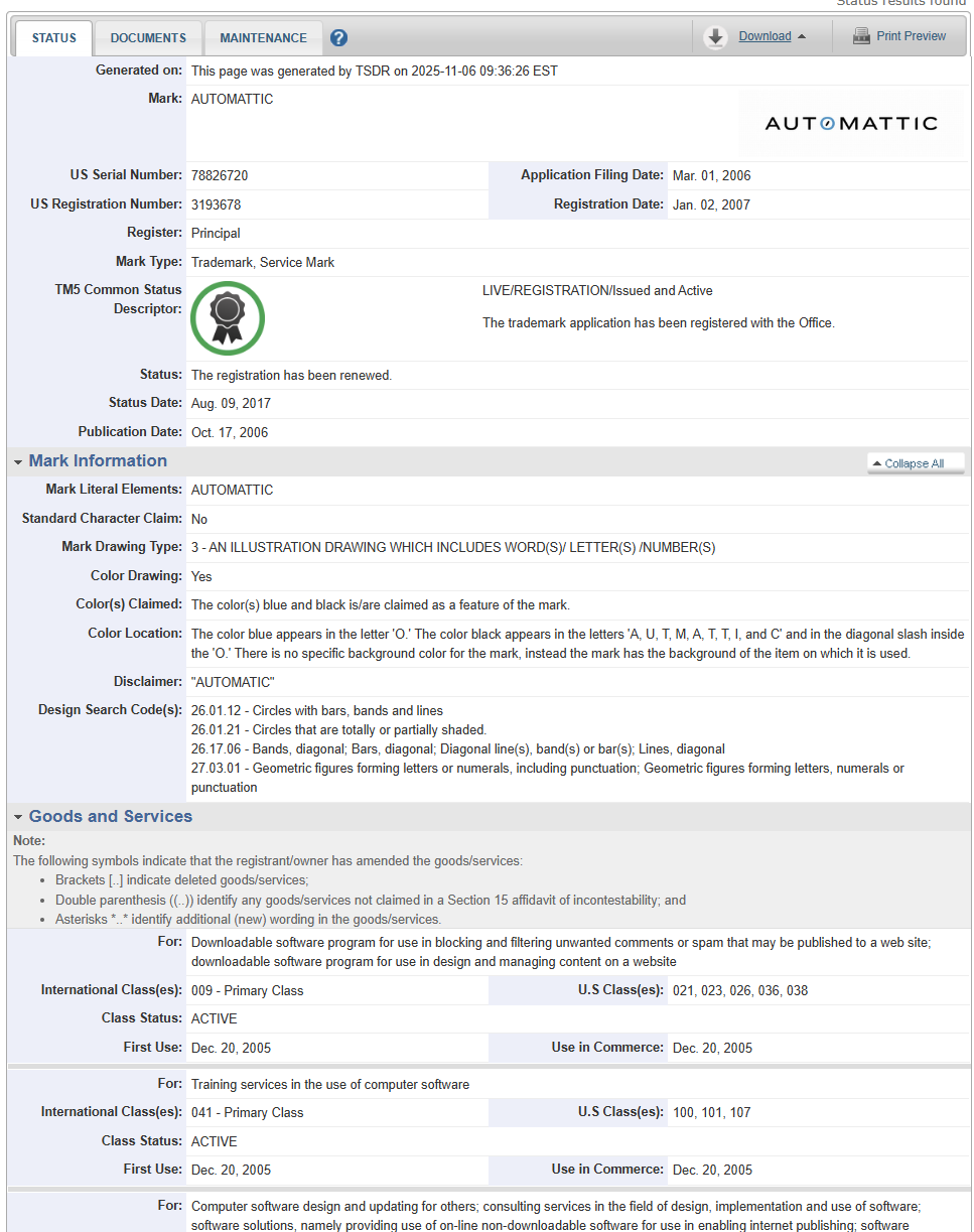 Automattic Inc. Claims It Owns the Word 'Automatic'