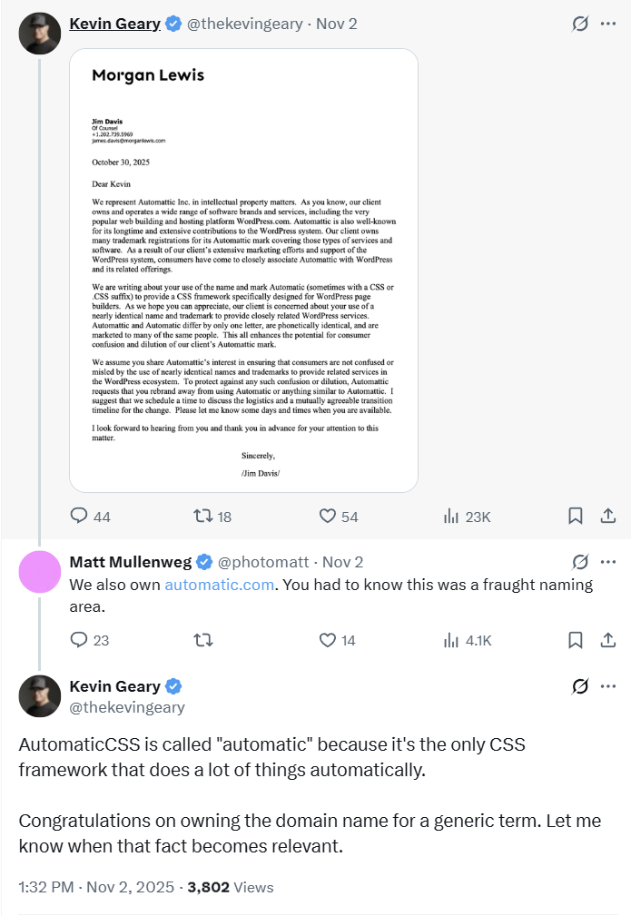 Automattic Inc. Claims It Owns the Word 'Automatic'