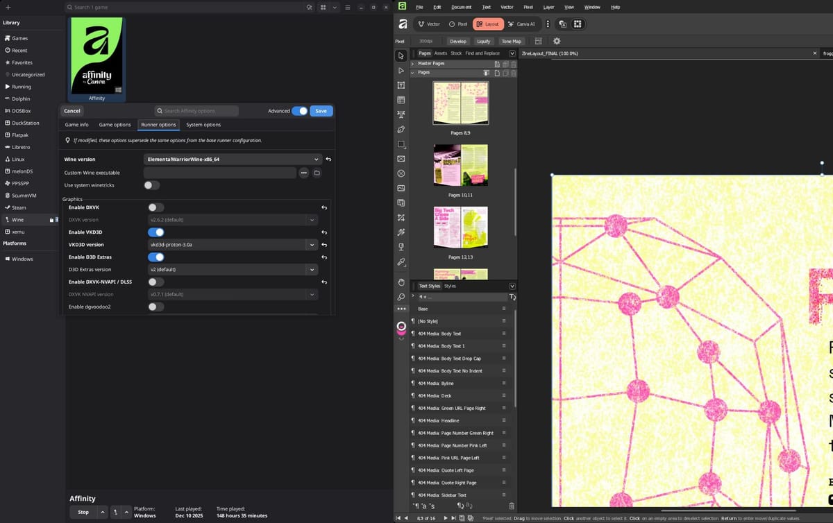 How I Designed a Zine on Linux Using Affinity and WINE: A Designer's Unconventional Journey