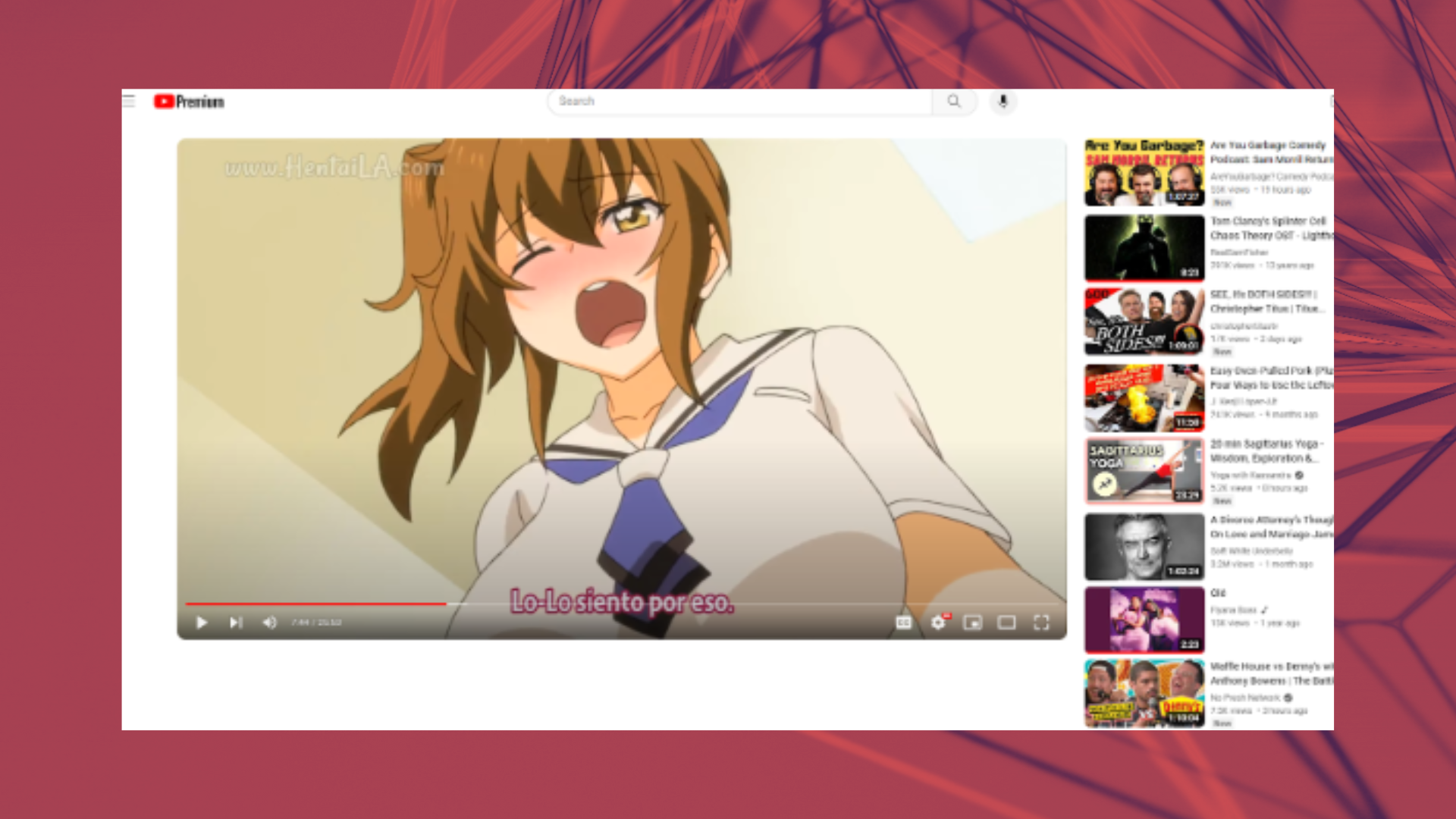 Hentai posted to YouTube.