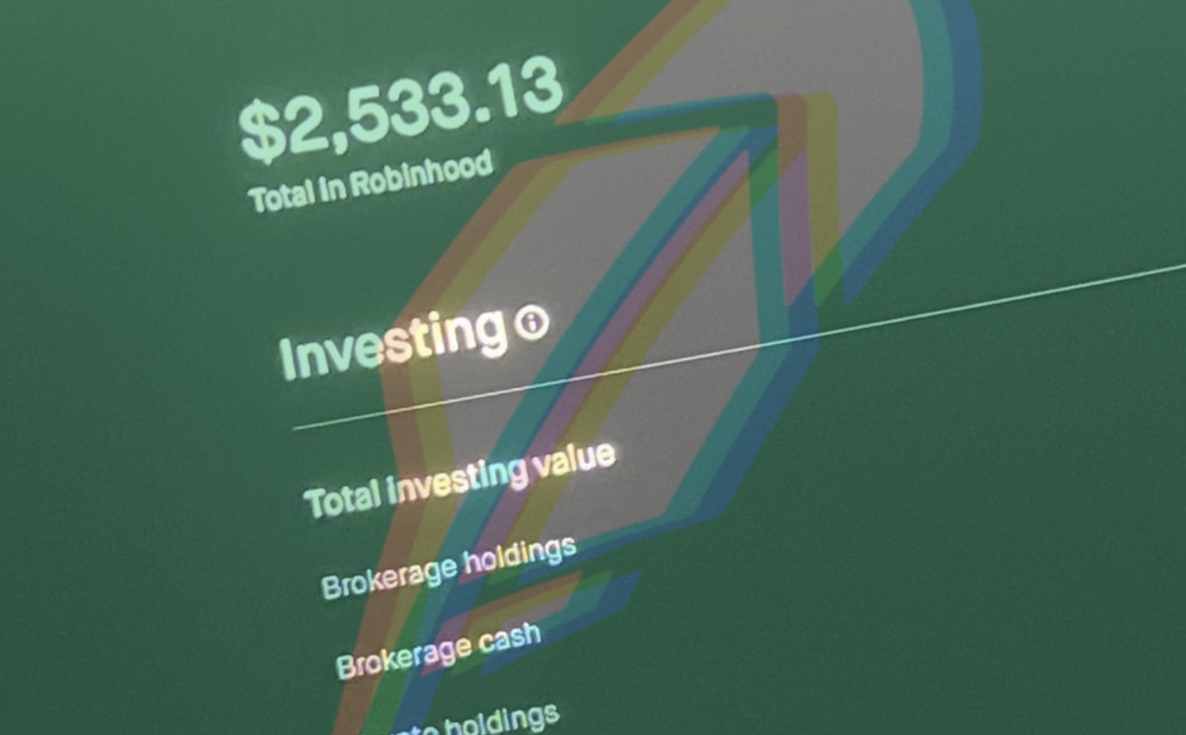 The Robinhood logo over a photo of an allegedly compromised account.