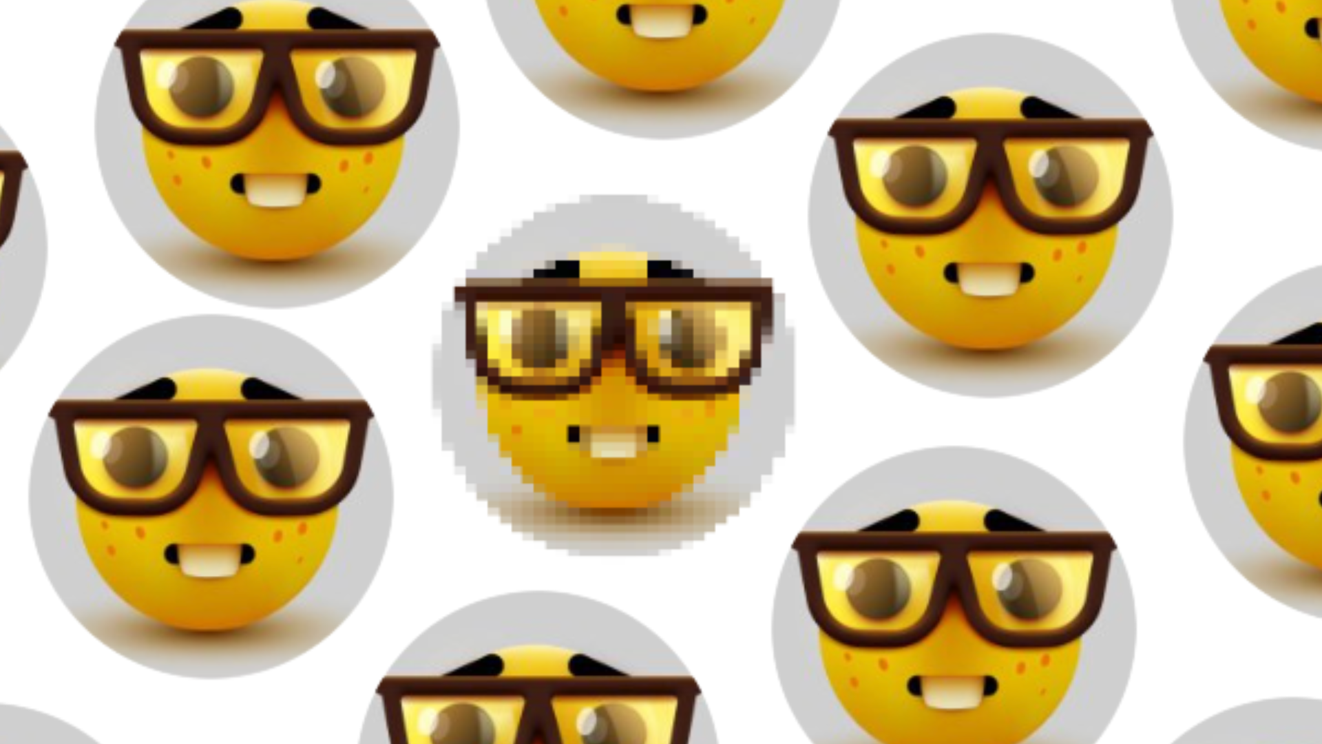 Emoji faces with big teeth and glasses 