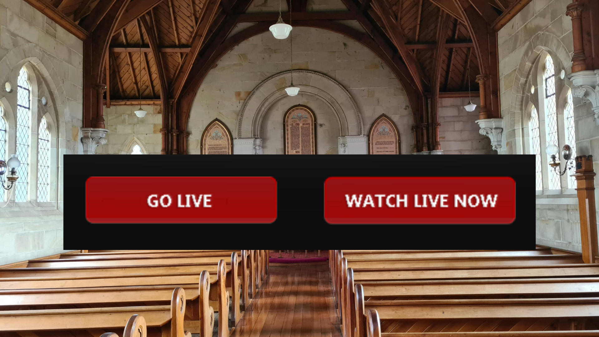 A funeral service with live stream buttons.
