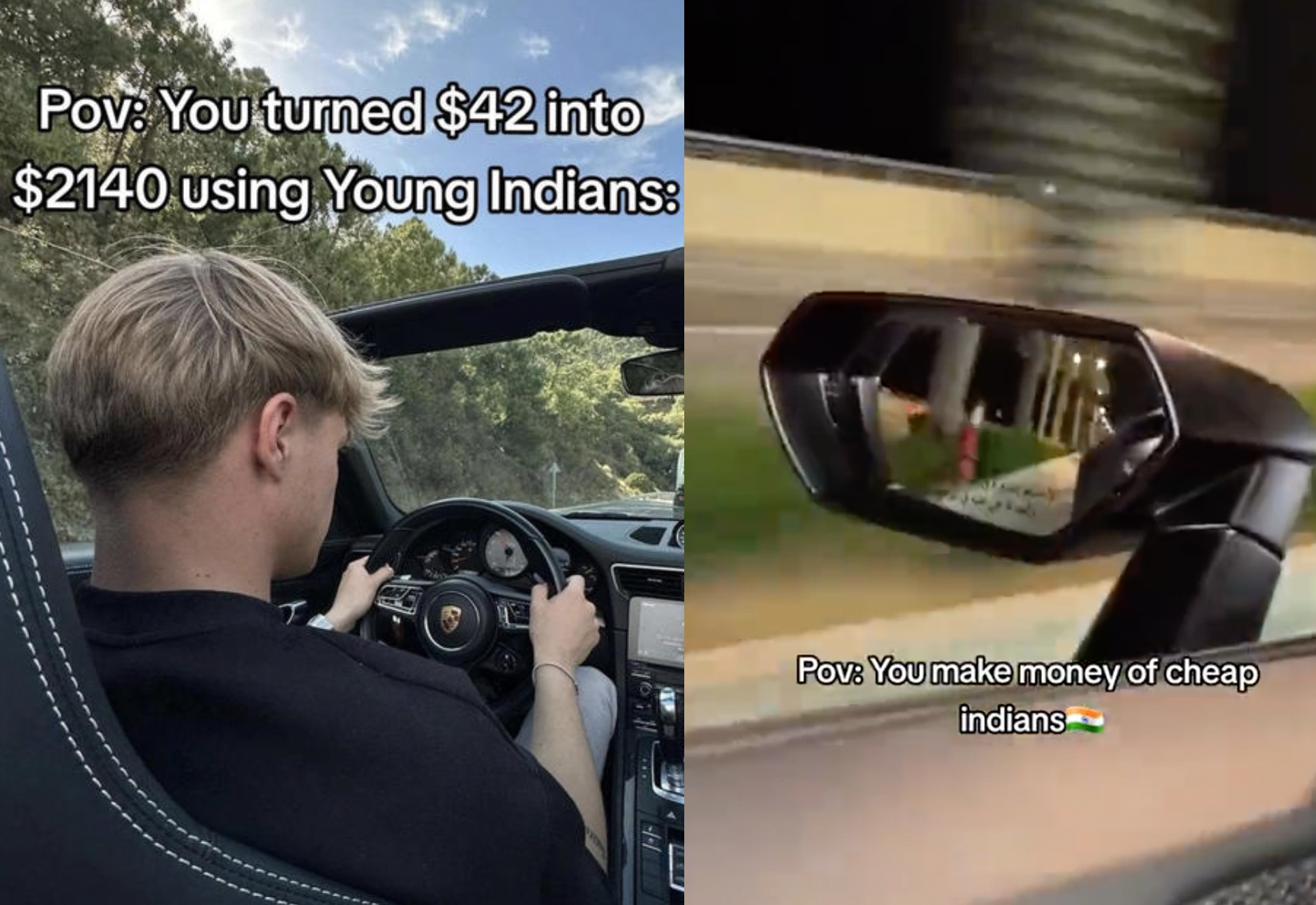 Two TikTok screenshots about the 'Young Indian Method'