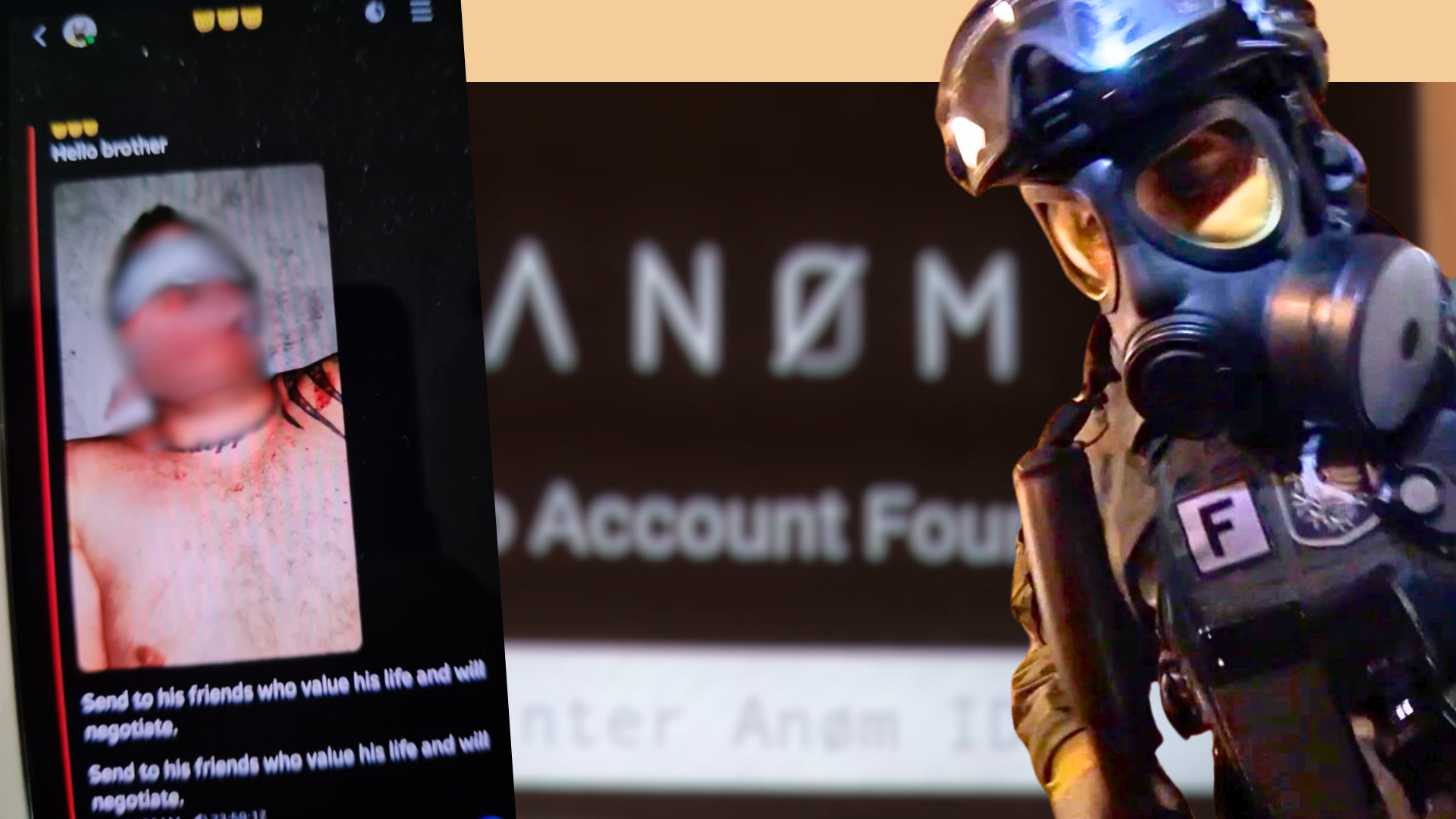 Image of Dillan Mancuso, the Anom logo, and a Swedish police officer.