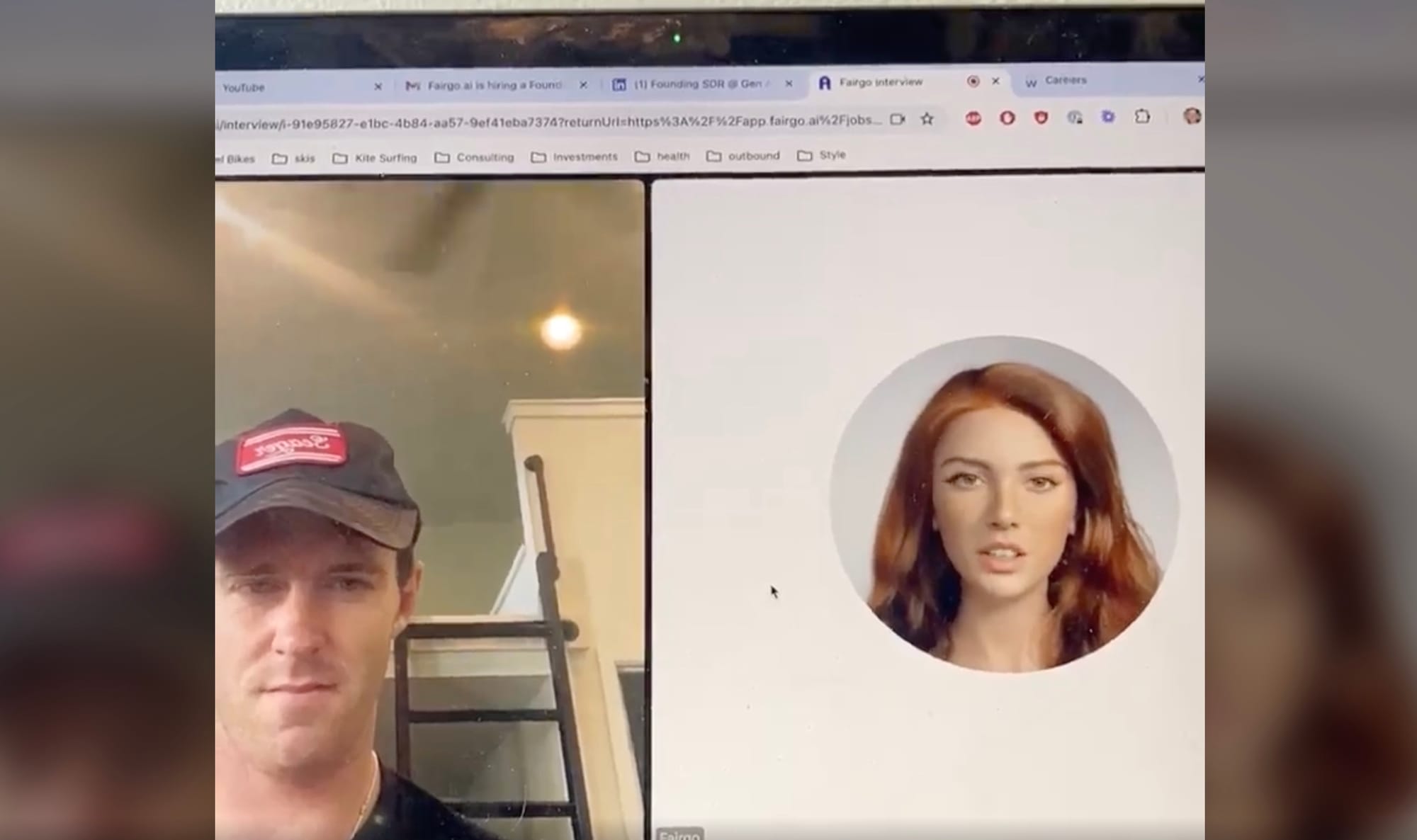 A screenshot of Ryan's video call with the AI agent.