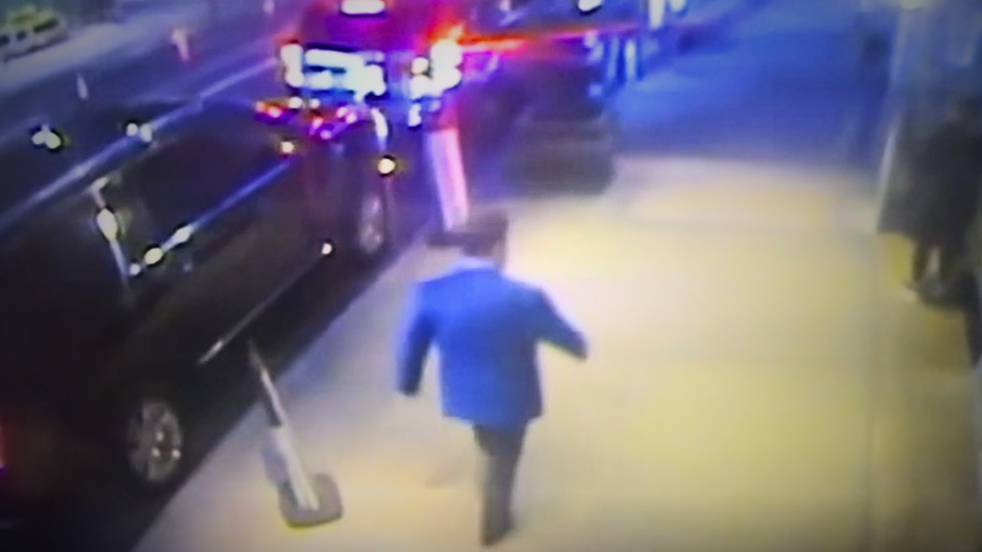 Screenshot of surveillance footage showing CEO Brian Thompson before he was shot in front of his hotel in Midtown Manhattan.