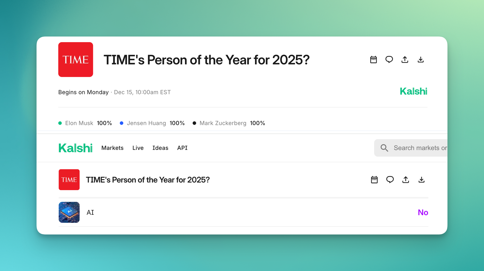 ‘Architects of AI’ Wins Time Person of the Year, Sends Gambling Markets Into a Meltdown