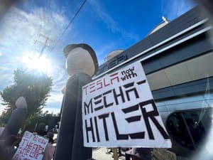 'Honk If You Hate Elon:' Two Days of Protest at the Tesla Diner