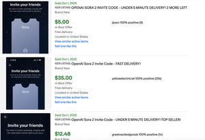 People Are Farming and Selling Sora 2 Invite Codes on eBay