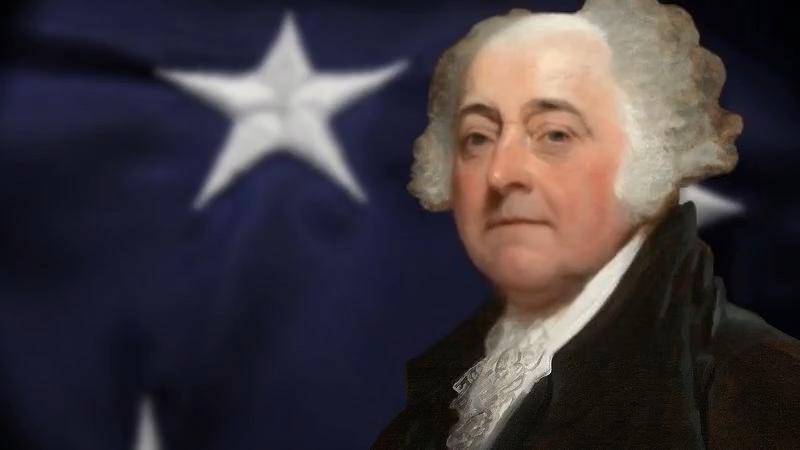 A low-quality AI animation of John Adams created with the Revive app.